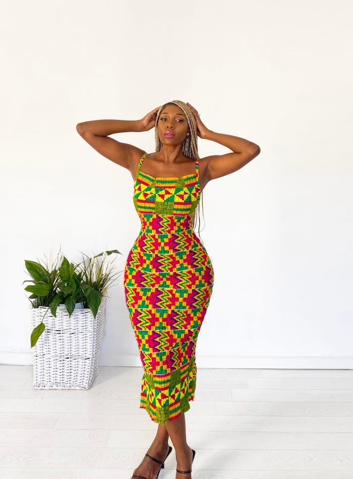 African Print Zanele Midi Dress